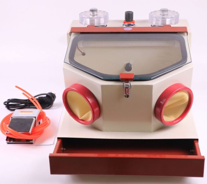 dental laboratory sandblaster with dust drawer